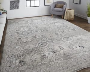 HomeRoots 12' Abstract Distressed Area Rug in Gray, Silver, and Black - Modern Design for Stylish Living Spaces 12' X 15' 514306