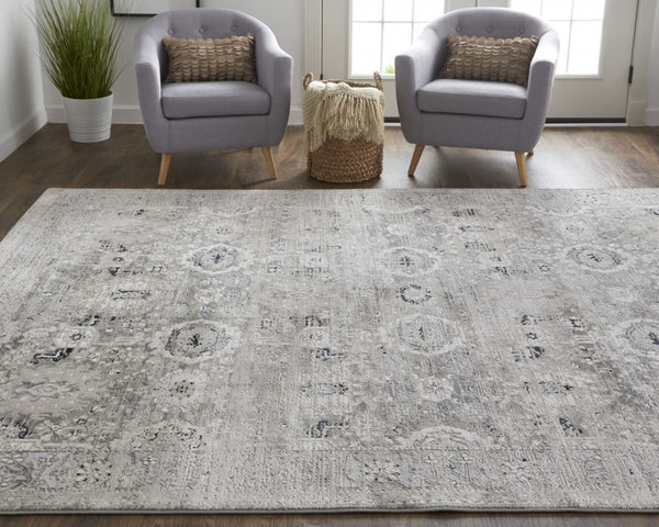 HomeRoots 12' Abstract Distressed Area Rug in Gray, Silver, and Black - Modern Design for Stylish Living Spaces 12' X 15' 514306