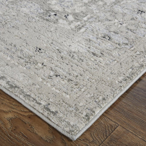 HomeRoots 12' Abstract Distressed Area Rug in Gray, Silver, and Black - Modern Design for Stylish Living Spaces 12' X 15' 514306