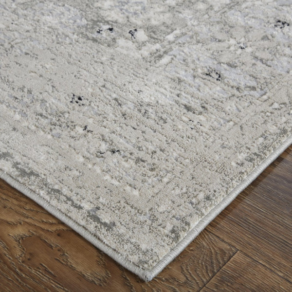 HomeRoots 12' Abstract Distressed Area Rug in Gray, Silver, and Black - Modern Design for Stylish Living Spaces 12' X 15' 514306