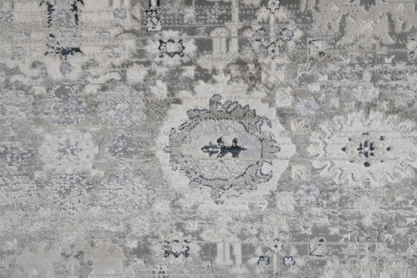 HomeRoots 12' Abstract Distressed Area Rug in Gray, Silver, and Black - Modern Design for Stylish Living Spaces 12' X 15' 514306
