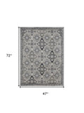 Homeroots 4' X 6' Gray And Black Abstract Power Loom Non Skid Area Rug  Polyester 514307