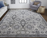 Homeroots 4' X 6' Gray And Black Abstract Power Loom Non Skid Area Rug  Polyester 514307