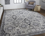 Homeroots 4' X 6' Gray And Black Abstract Power Loom Non Skid Area Rug  Polyester 514307