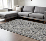 Homeroots 8' X 10' Gray And Black Abstract Power Loom Non Skid Area Rug  Polyester 514309