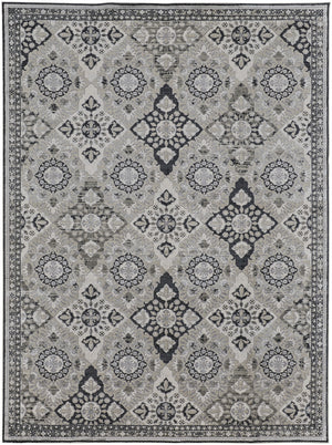 Homeroots 7' X 10' Gray And Black Floral Power Loom Area Rug  Polyester 514310