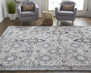Homeroots 9' X 12' Gray And Black Abstract Power Loom Area Rug  Polyester 514311