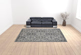 Homeroots 10' X 13' Gray And Black Floral Power Loom Area Rug  Polyester 514313