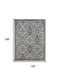 Homeroots 10' X 13' Gray And Black Floral Power Loom Area Rug  Polyester 514313