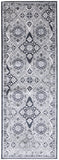 Homeroots 8' Gray And Black Floral Power Loom Runner Rug  Polyester 514314