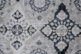 Homeroots 8' Gray And Black Floral Power Loom Runner Rug  Polyester 514314