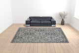 Homeroots 12' X 15' Gray And Black Floral Power Loom Area Rug  Polyester 514315