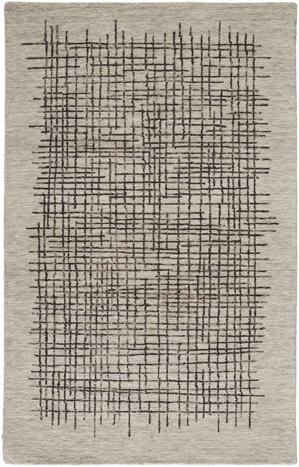 Homeroots 4' Invigorating Tan And Brown Wool Plaid Handmade Area Rug - Stain Resistant For Stylish Living Spaces 4' X 6' Wool 514316