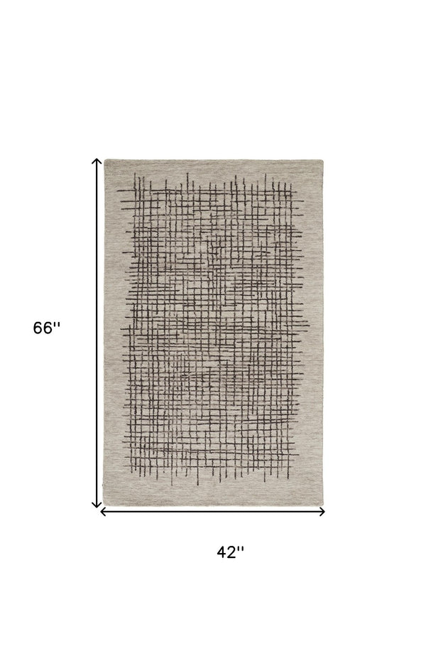 Homeroots 4' Invigorating Tan And Brown Wool Plaid Handmade Area Rug - Stain Resistant For Stylish Living Spaces 4' X 6' Wool 514316