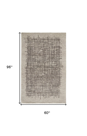 Homeroots 5' X 8' Tan And Brown Wool Plaid Tufted Handmade Stain Resistant Area Rug Tan,Brown Wool 514317