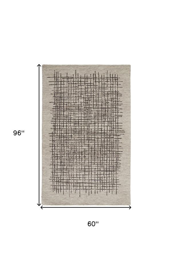 Homeroots 5' X 8' Tan And Brown Wool Plaid Tufted Handmade Stain Resistant Area Rug Tan,Brown Wool 514317
