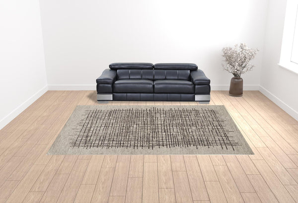 Homeroots 10' X 14' Tan And Brown Wool Plaid Tufted Handmade Stain Resistant Area Rug Tan,Brown Wool 514320