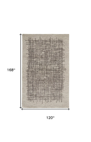 Homeroots 10' X 14' Tan And Brown Wool Plaid Tufted Handmade Stain Resistant Area Rug Tan,Brown Wool 514320