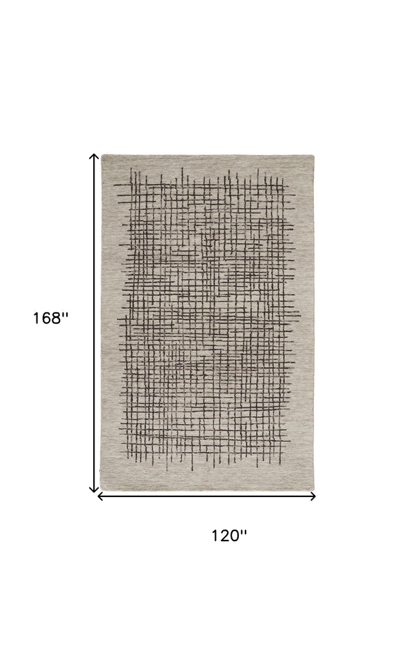 Homeroots 10' X 14' Tan And Brown Wool Plaid Tufted Handmade Stain Resistant Area Rug Tan,Brown Wool 514320