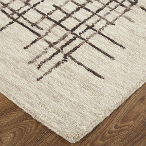 Homeroots 10' X 14' Tan And Brown Wool Plaid Tufted Handmade Stain Resistant Area Rug Tan,Brown Wool 514320
