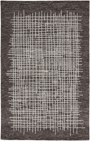 Homeroots 8' X 10' Gray And Ivory Wool Plaid Hand Tufted Area Rug Brown,Ivory Wool 514325