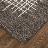 Homeroots 8' X 10' Gray And Ivory Wool Plaid Hand Tufted Area Rug Brown,Ivory Wool 514325