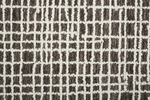 Homeroots 8' X 10' Gray And Ivory Wool Plaid Hand Tufted Area Rug Brown,Ivory Wool 514325