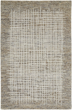 Homeroots 4' Invigorating Tan And Brown Wool Plaid Handmade Area Rug - Stain Resistant For Stylish Living Spaces 5' X 8' Wool 514331