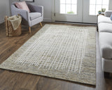 Homeroots 8' X 10' Tan And Ivory Wool Plaid Hand Tufted Area Rug Tan,Ivory Wool 514332