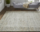 Homeroots 8' X 10' Tan And Ivory Wool Plaid Hand Tufted Area Rug Tan,Ivory Wool 514332