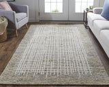 Homeroots 9' X 12' Tan And Ivory Wool Plaid Tufted Handmade Stain Resistant Area Rug Tan,Ivory Wool 514333