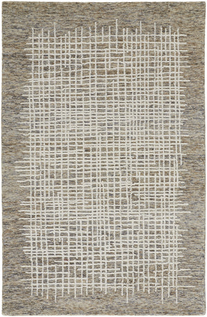 Homeroots 10' X 14' Tan And Ivory Wool Plaid Tufted Handmade Stain Resistant Area Rug Tan,Ivory Wool 514334