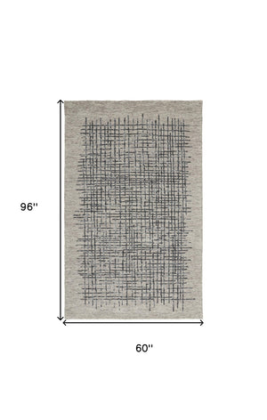 Homeroots 4' Invigorating Tan And Brown Wool Plaid Handmade Area Rug - Stain Resistant For Stylish Living Spaces 5' X 8' Wool 514338