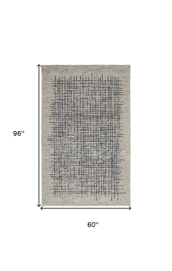 Homeroots 4' Invigorating Tan And Brown Wool Plaid Handmade Area Rug - Stain Resistant For Stylish Living Spaces 5' X 8' Wool 514338