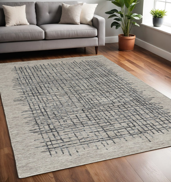 HomeRoots 4' Handmade Tufted Wool Area Rug in Tan and Brown Plaid – Stain-Resistant for Homes with Kids & Pets 5' X 8' 514338