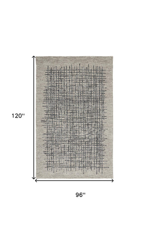 Homeroots 8' X 10' Gray And Black Wool Plaid Hand Tufted Area Rug Gray,Black,Tan Wool 514339