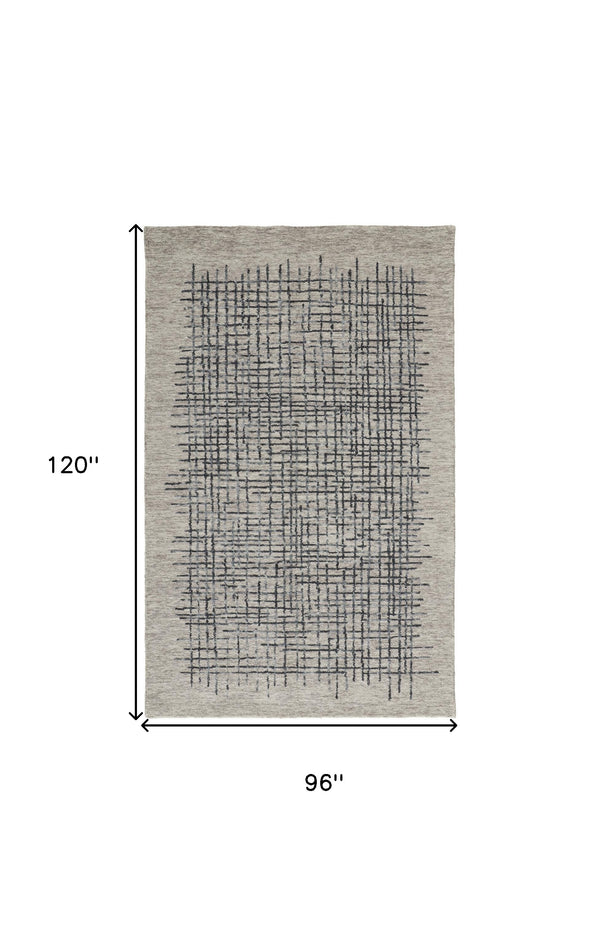 Homeroots 8' X 10' Gray And Black Wool Plaid Hand Tufted Area Rug Gray,Black,Tan Wool 514339