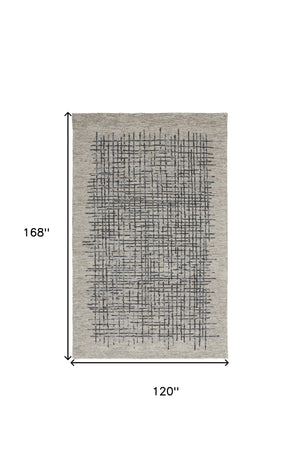 Homeroots 10' X 14' Gray Black And Tan Wool Plaid Tufted Handmade Stain Resistant Area Rug Gray,Black,Tan Wool 514341