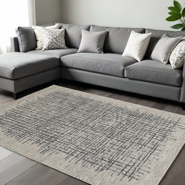 HomeRoots 4' Handmade Tufted Wool Area Rug in Tan and Brown Plaid – Stain-Resistant for Homes with Kids & Pets 10' X 14' 514341