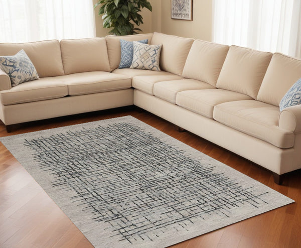 Homeroots 12' X 15' Gray Black And Tan Wool Plaid Tufted Handmade Area Rug Gray,Black,Tan Wool 514342