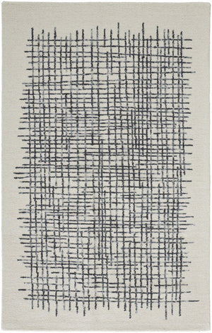 Homeroots 4' X 6' Ivory Gray And Black Wool Plaid Tufted Handmade Stain Resistant Area Rug Ivory,Gray,Black Wool 514344