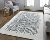 Homeroots 4' X 6' Ivory Gray And Black Wool Plaid Tufted Handmade Stain Resistant Area Rug Ivory,Gray,Black Wool 514344