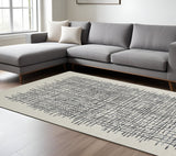 Homeroots 8' X 10' Gray And Ivory Wool Plaid Hand Tufted Area Rug Ivory,Gray,Black Wool 514346