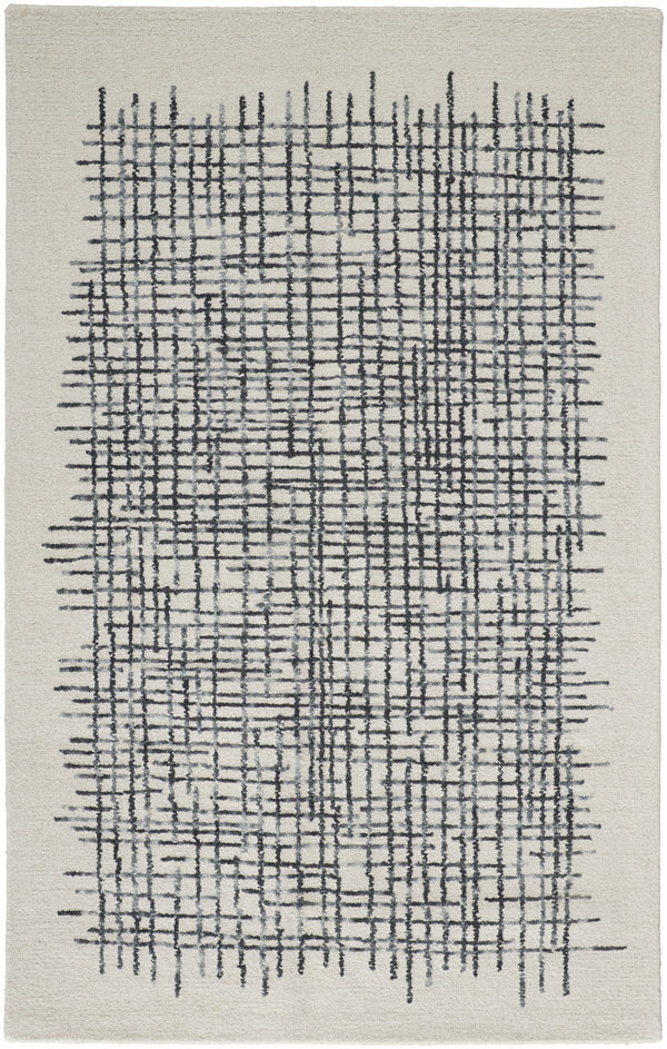 Homeroots 10' X 14' Ivory Gray And Black Wool Plaid Tufted Handmade Area Rug Ivory,Gray,Black Wool 514348