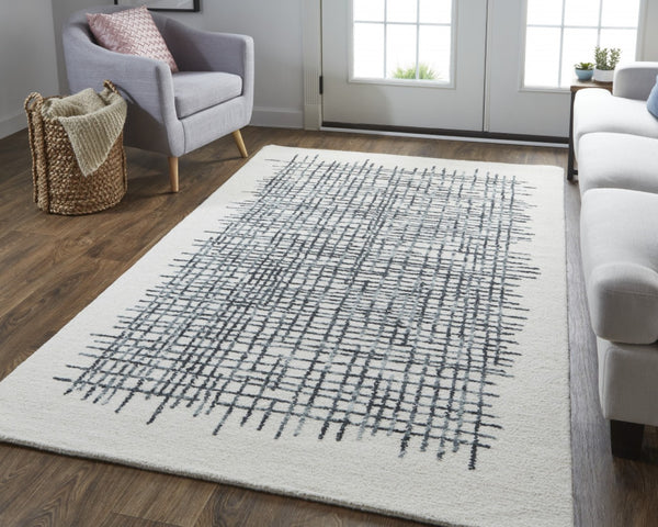 HomeRoots 4' Handmade Tufted Wool Area Rug in Tan and Brown Plaid – Stain-Resistant for Homes with Kids & Pets 10' X 14' 514348