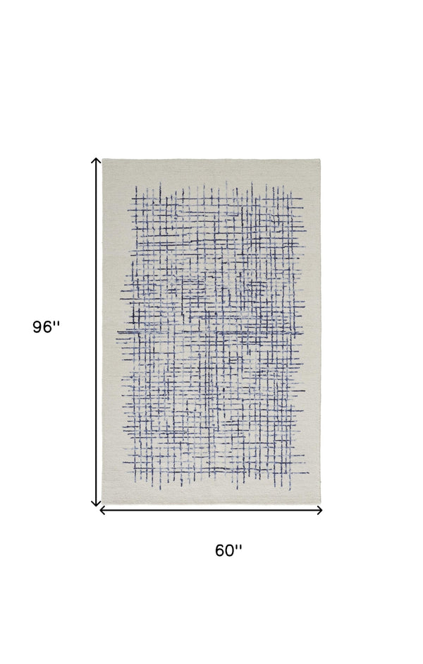 Homeroots 4' Invigorating Tan And Brown Wool Plaid Handmade Area Rug - Stain Resistant For Stylish Living Spaces 5' X 8' Wool 514352