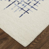 Homeroots 9' X 12' Ivory And Blue Wool Plaid Tufted Handmade Stain Resistant Area Rug Ivory,Blue Wool 514354