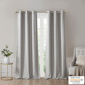 JLA Home SunSmart - Tonal Faux Silk Room-Darkening Curtain Panel Pair with Thermal Foamback, OEKO‑TEX, Silver Grommets SS40-0143