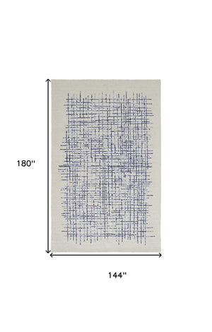 Homeroots 4' Invigorating Tan And Brown Wool Plaid Handmade Area Rug - Stain Resistant For Stylish Living Spaces 12' X 15' Wool 514356