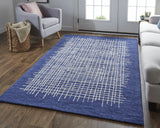 Homeroots 4' X 6' Blue And Ivory Wool Plaid Tufted Handmade Stain Resistant Area Rug Blue,Ivory Wool 514358